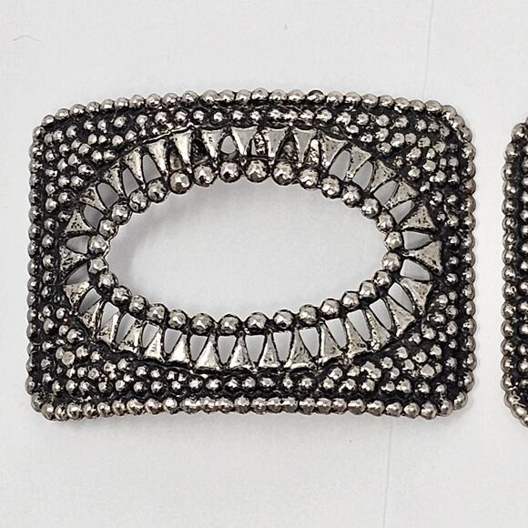 Vintage Shoe Clips Cut Steel Style Silvertone Reenactment Costume Shoe Buckles - Picture 5 of 8
